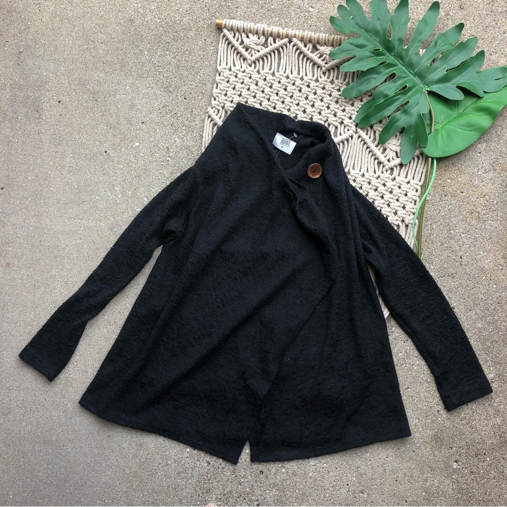 NWT Bobeau Petites Black One Button Wrap Cardigan Size XXS